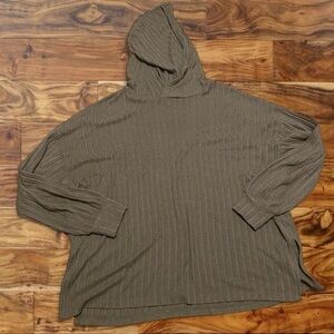 American Eagle Outfitters Ribbed Hooded Sweater in Olive Green